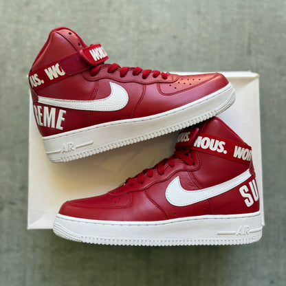 Size 9.5 - 2014 Supreme x Nike Air Force 1 High “World Famous”