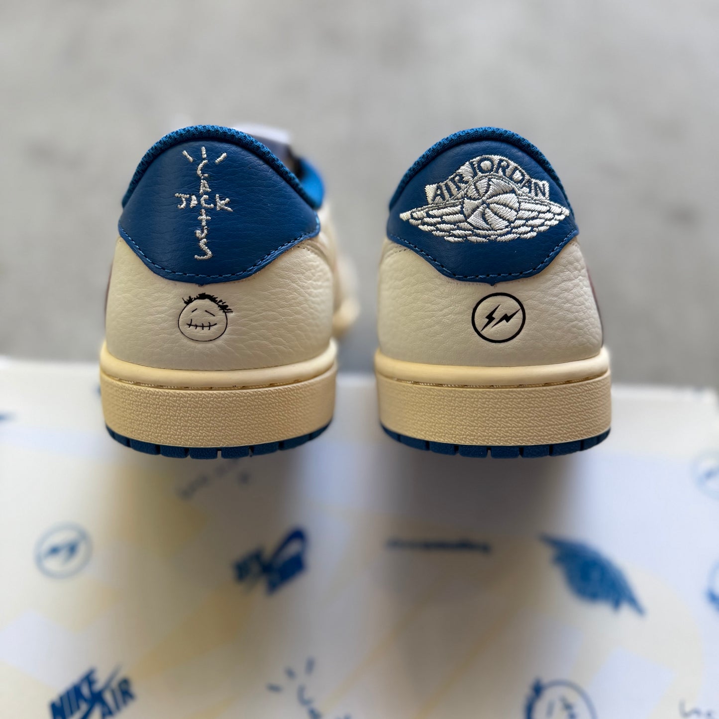 Size 11 - 2025 Fragment x Travis Scott Jordan 1 Low “Sail/Military Blue”