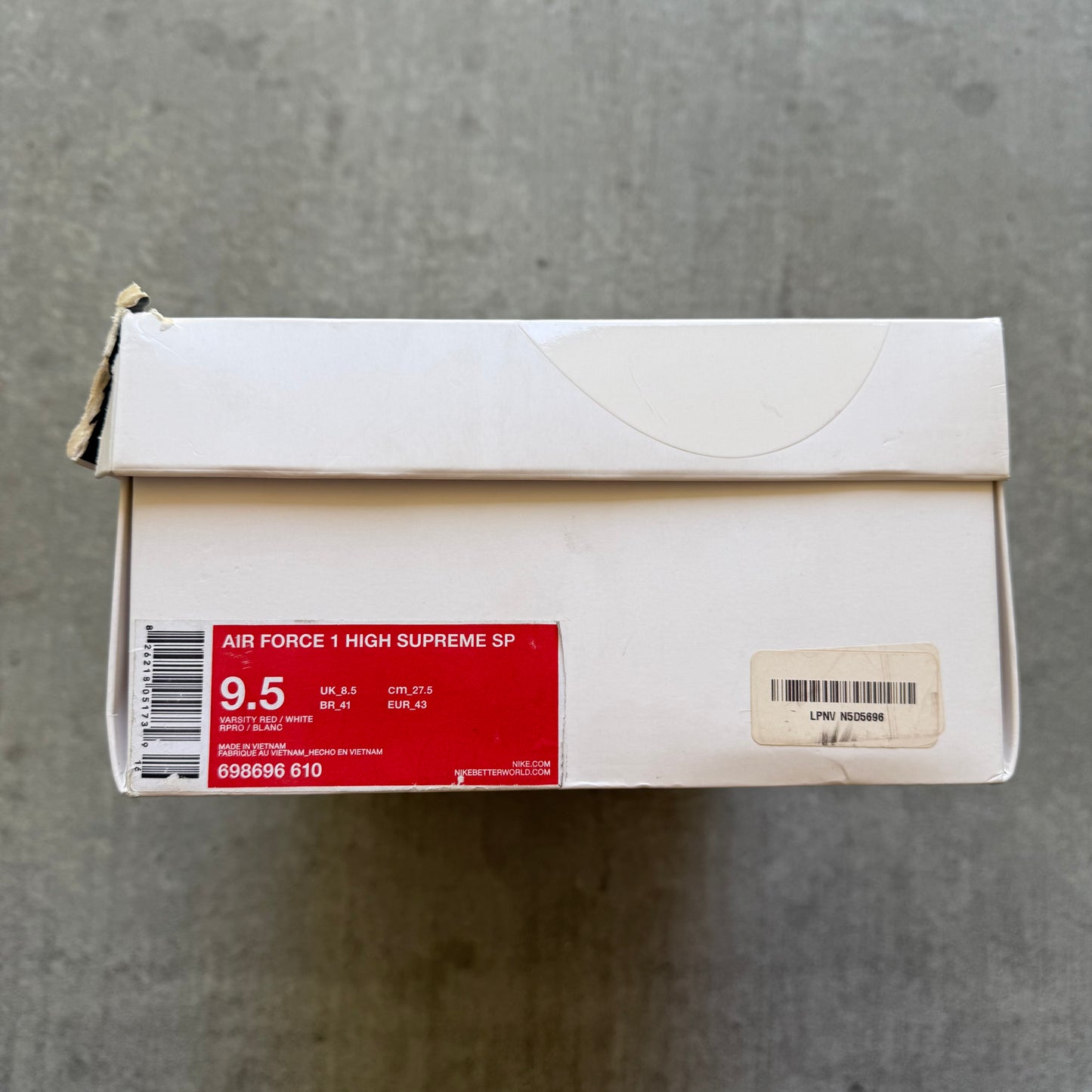 Size 9.5 - 2014 Supreme x Nike Air Force 1 High “World Famous”
