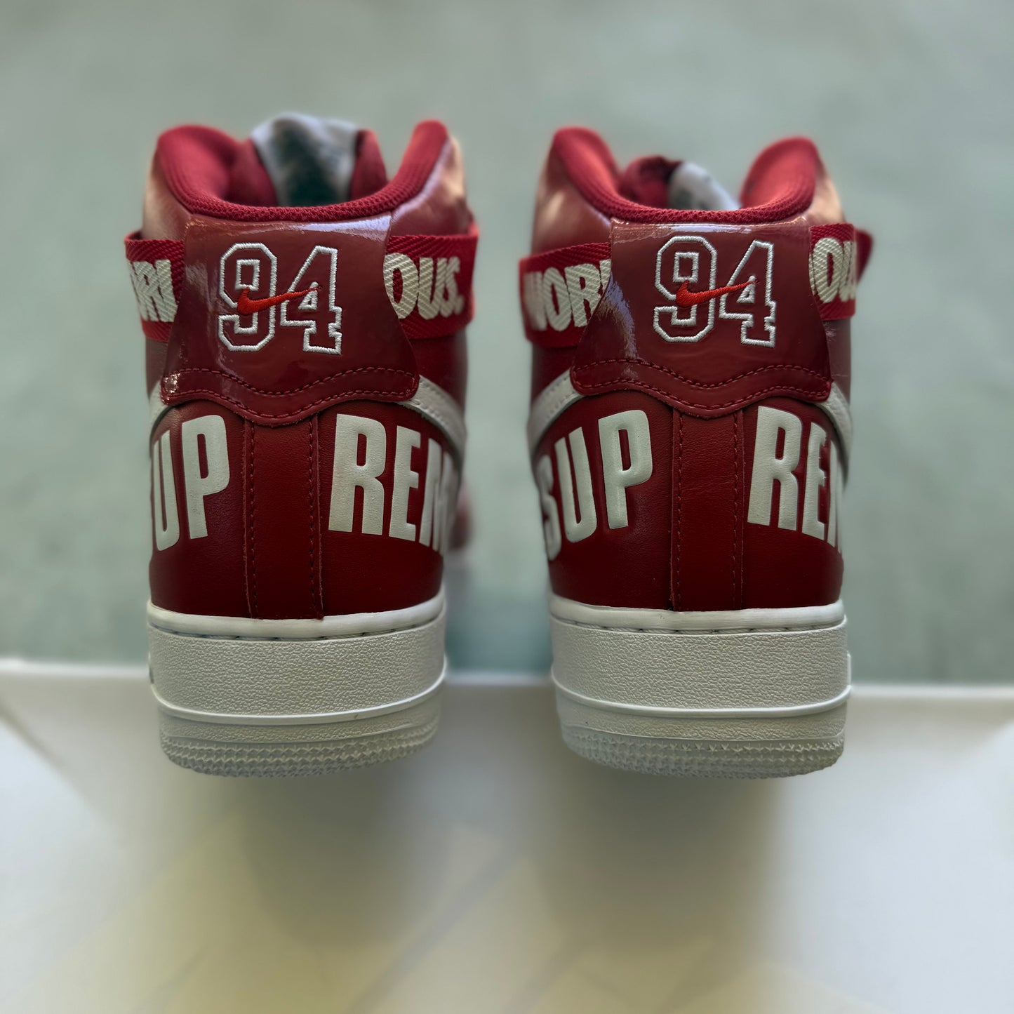 Size 9.5 - 2014 Supreme x Nike Air Force 1 High “World Famous”