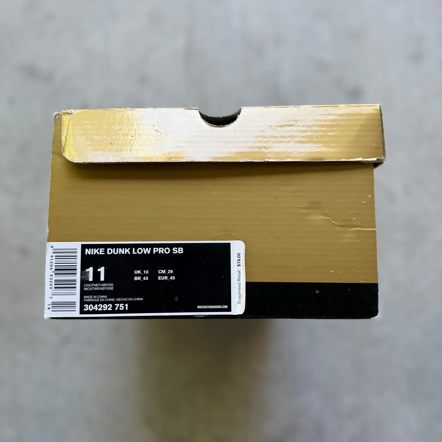 Size 11.5 - 2007 Nike Dunk SB Low “Gibson Guitar Case”