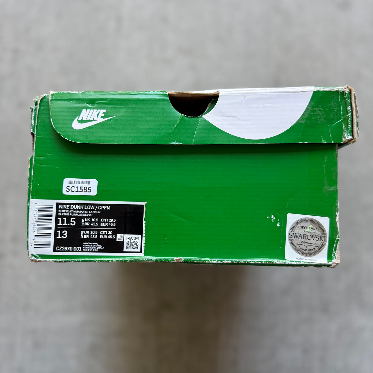 Size 11.5 - 2020 Swarovski x Nike Dunk Low Cactus Plant Flea Market “Pure Platinum”