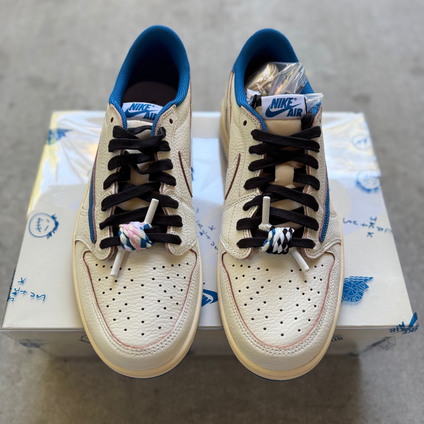 Size 11 - 2025 Fragment x Travis Scott Jordan 1 Low “Sail/Military Blue”