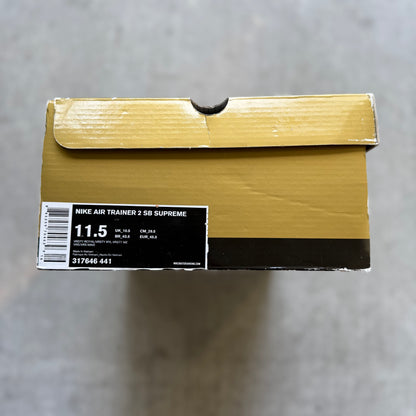 Size 11.5 - 2007 Supreme x Nike Air Trainer 2 SB “Royal Yellow”